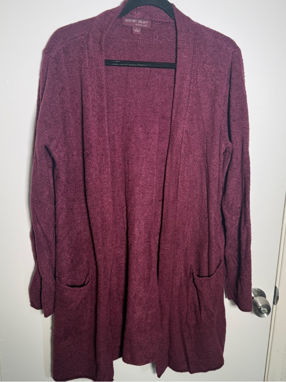 Barefoot Dreams Women's Open Front Cozy Cardigan - Burgundy Large